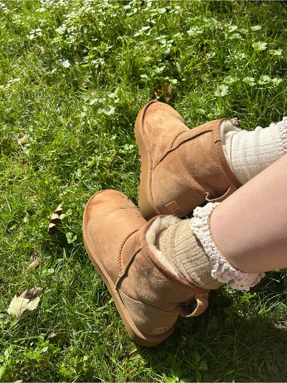 UGG Suede Ankle Booties in Chestnut Tan